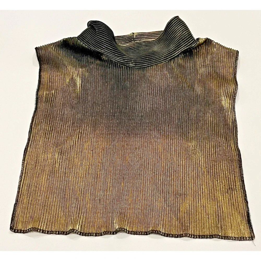 Metallic Dickie Mock Neck Womens A Brod Retro Glam Rock Brass Tone Vintage